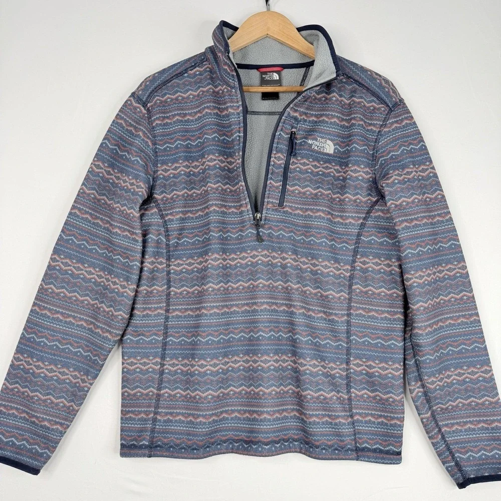 The North Face Men's Gordon Lyons 1/4 Zip Fleece SZ-M Blue & Multicolor Aztec